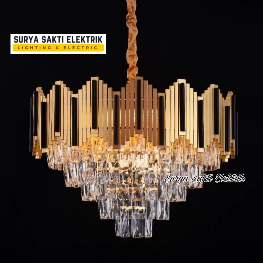 LAMPU GANTUNG HIAS KRISTAL MODERN GOLD NORDIK UNIK MEWAH RUANG TAMU