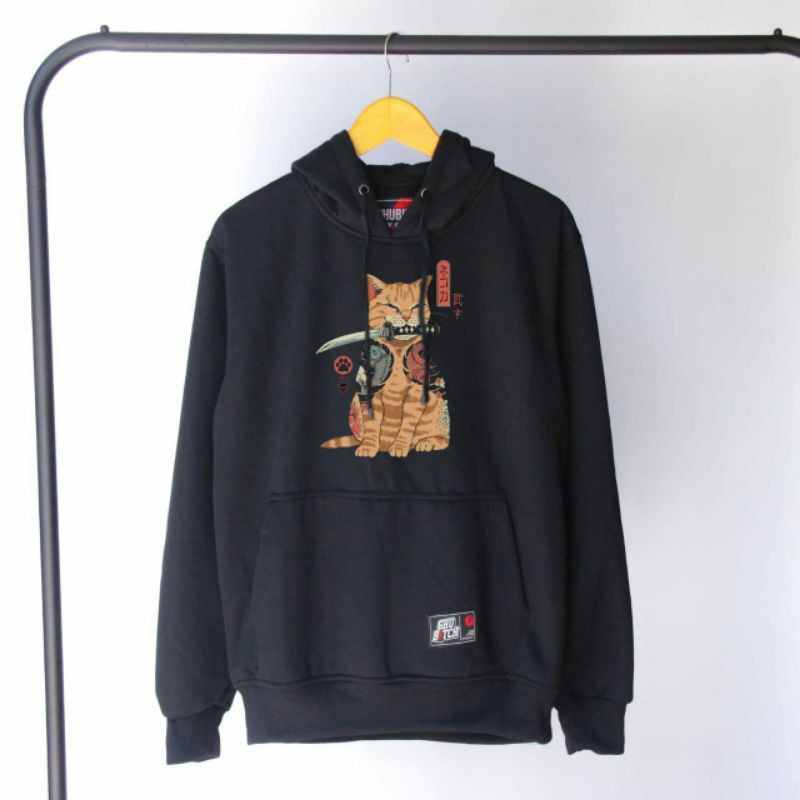 SWEATER HOODIE HITAM KUCING JAPAN KEREN