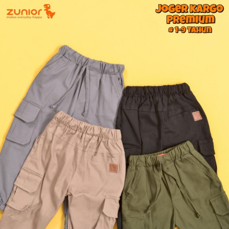 Celana Anak Laki Laki Panjang Joger Cargo Chinos PDL Bahan Katun Warna Hitam Army Abu Khaki Pants Zunior