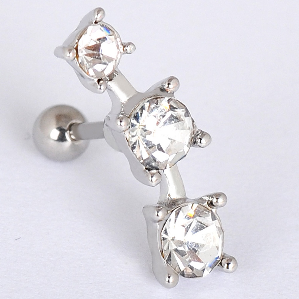 Hu Hu Hu Hu Hu Alat Bantu Pasang Kacamata♡ 1pc Anting Tindik Tulang Rawan Telinga Desain Barbell Hias Cubic Zirconia Untuk Wanita