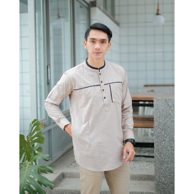 KOKO KURTA PRIA LENGAN PANJANG WARNA PUTIH maroon hijau navy mocca ukuran M L XL