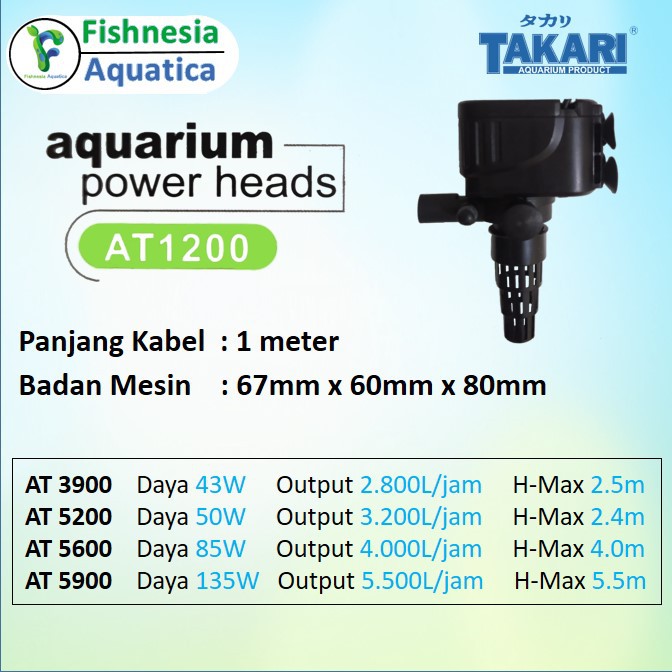 TAKARI AT1200 - Mesin Pompa Aquarium / Submersible Pump 15W