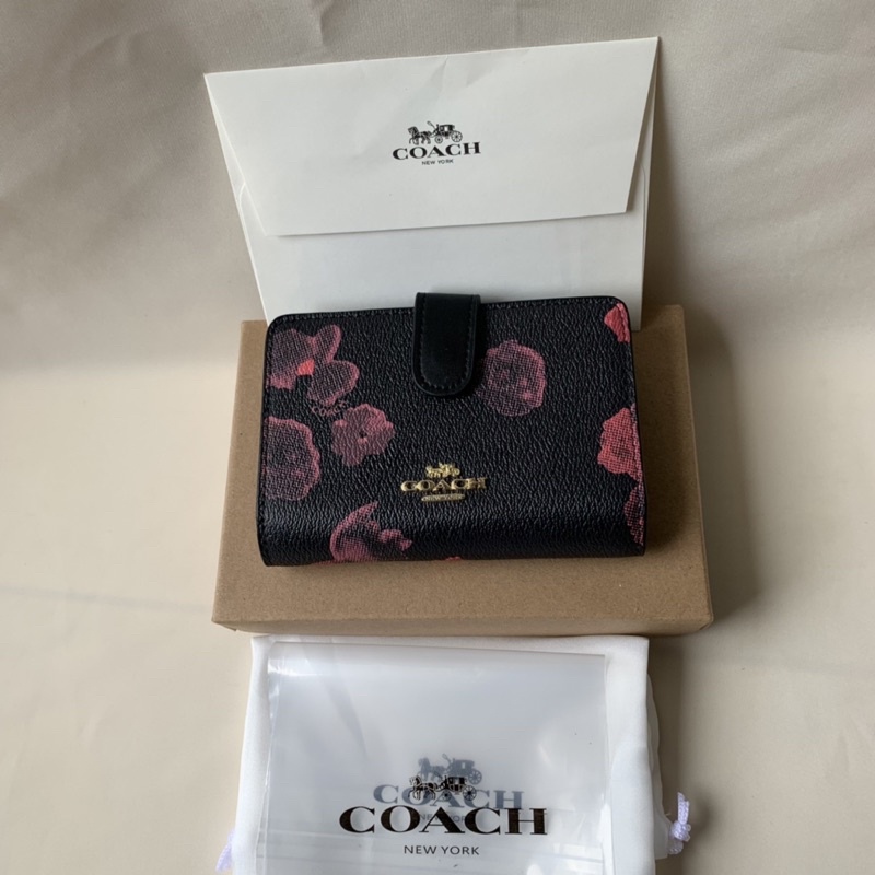 COACH MEDIUM CORNER ZIP WALLET WITH HALFTONE FLORAL PRINT (F39127)