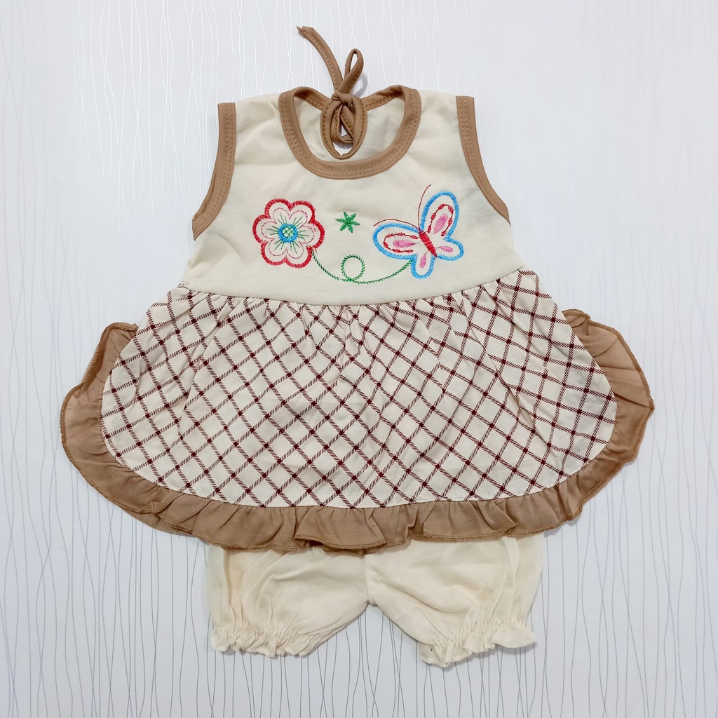 setelan dress baby lucu atasan dan bawahan motif bunga bunga gemas