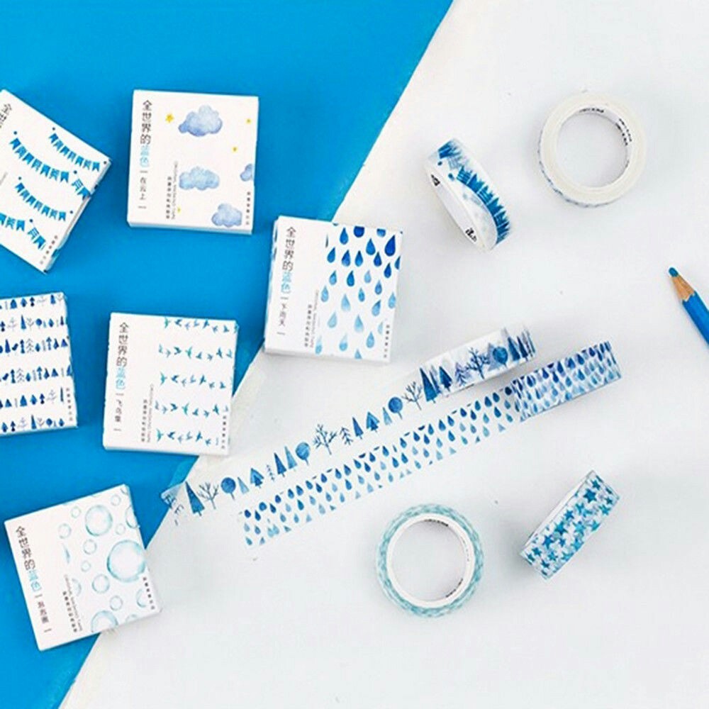 

MOMOKA BLUE MASKING TAPE - WASHI TAPE - SCRAPBOOKING DECORATIVE TAPE - STIKER SCRAPBOOK
