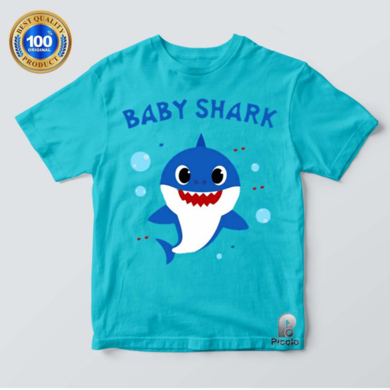 Baju Anak / Kaos Anak / Pakaian Anak / Premium  T-shirt Lengan Pendek Motif Print Kartun Baby Shark