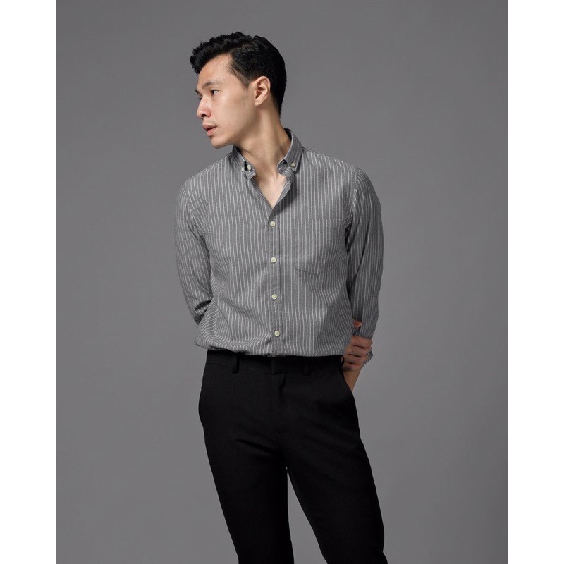 Striped Shirt Grey Male Id/ Kemeja Male id