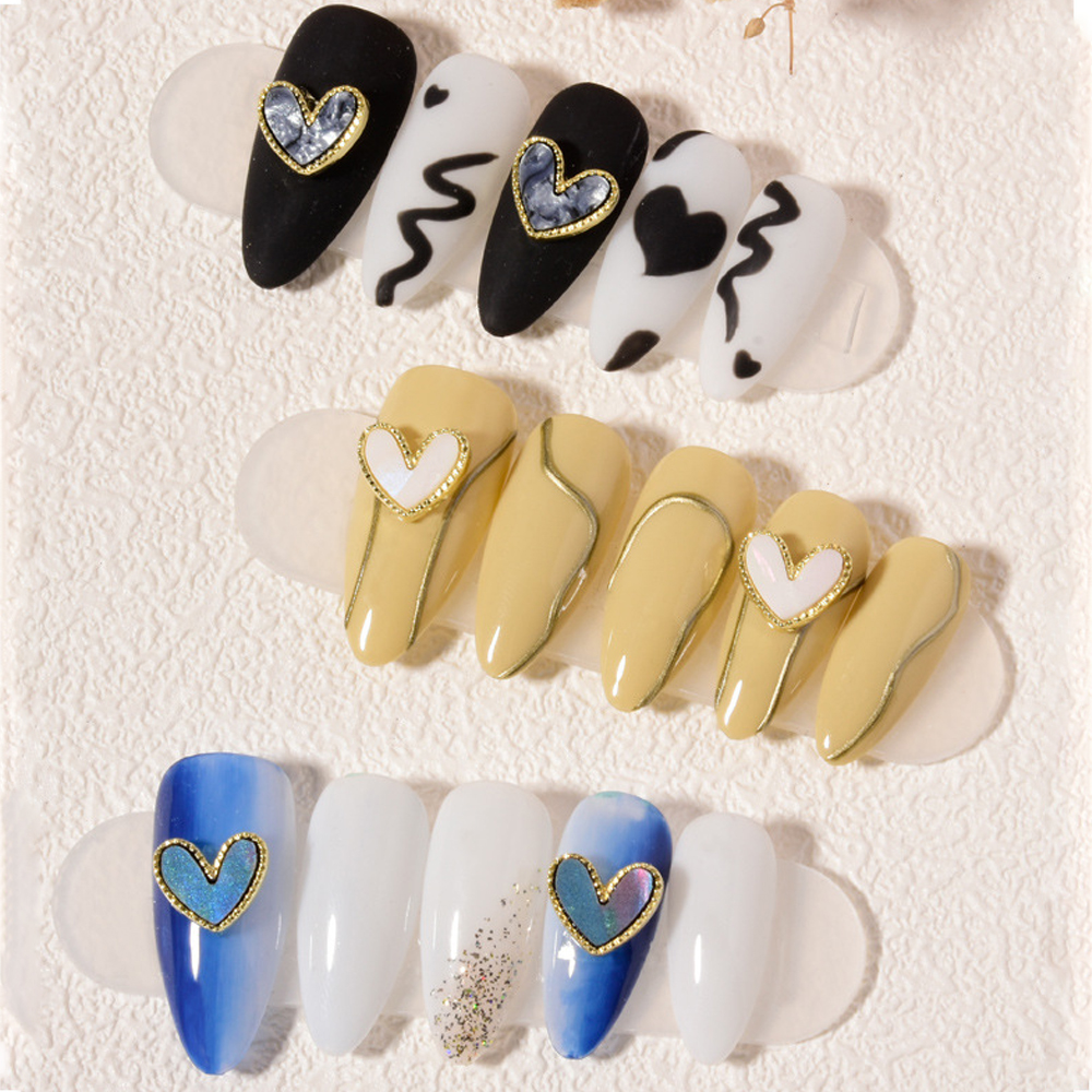 Mxbeauty 10pcs Ornamen Berlian Imitasi Bentuk Hati 3d Bahan Alloy Untuk Dekorasi Nail Art