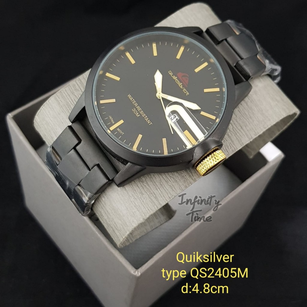 Jam Tangan Pria QuikSilver 2405 Tanggal Aktif Rantai Stainless