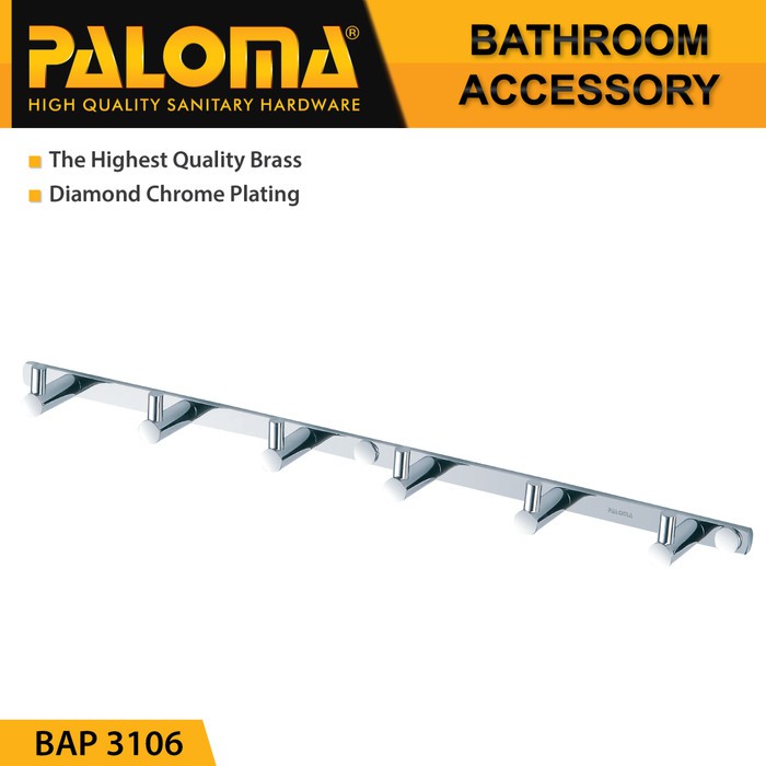 PALOMA BAP 3106 Kapstok Gantungan Baju Handuk Rak Hanger Mandi 6 Kait