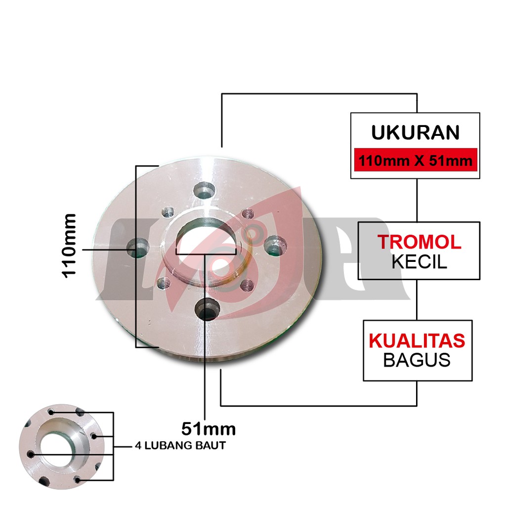 Adaptor Cakram Belakang Bebek Supra Karisma Smash F1zr Tromol Kecil