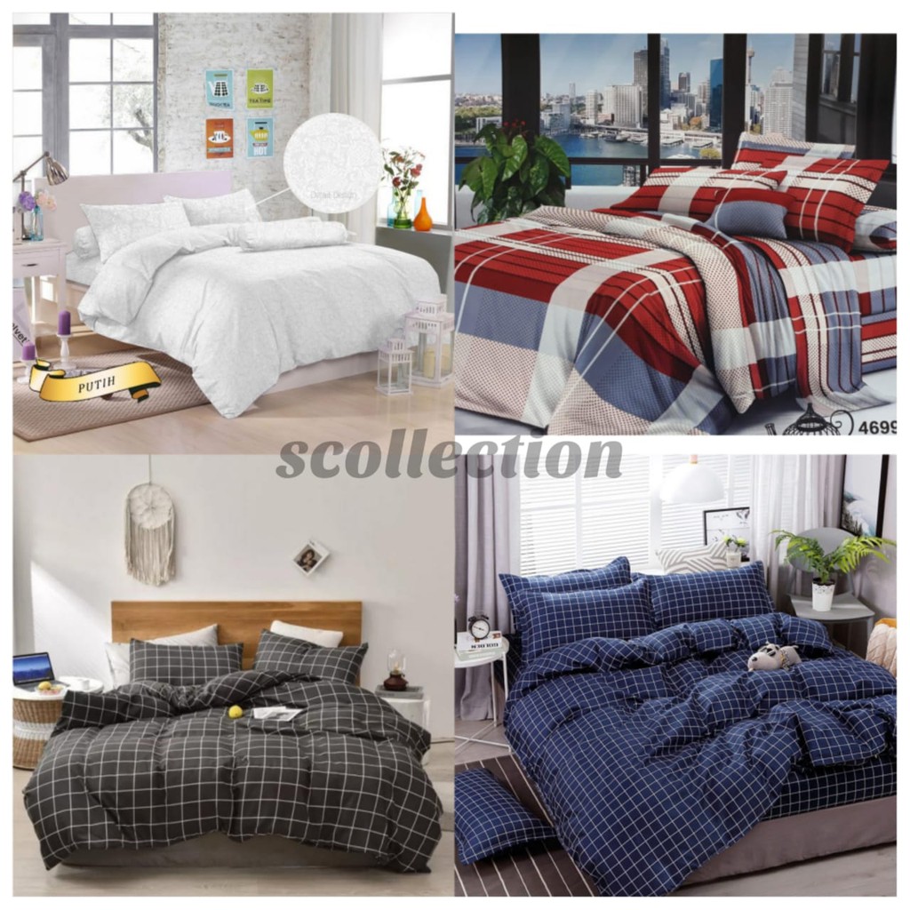 Bedcover Set Sprei Premium Tebal Bahan Katun Microtex Aesthetic New Quality