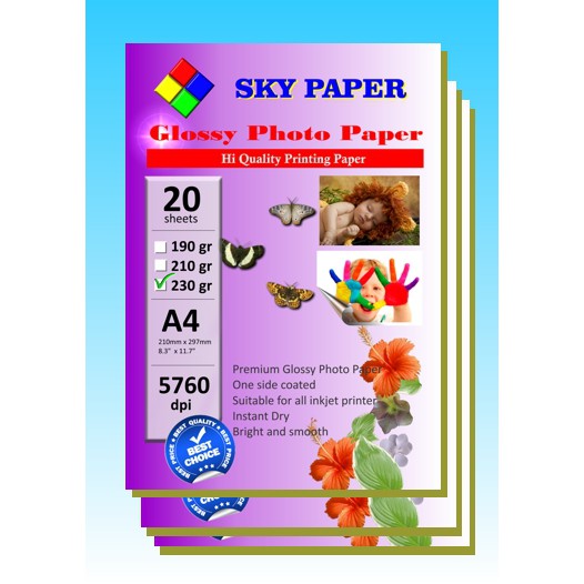 Photo paper 230 gsm Sky 230gsm photopaper fotopaper kertas foto tebal