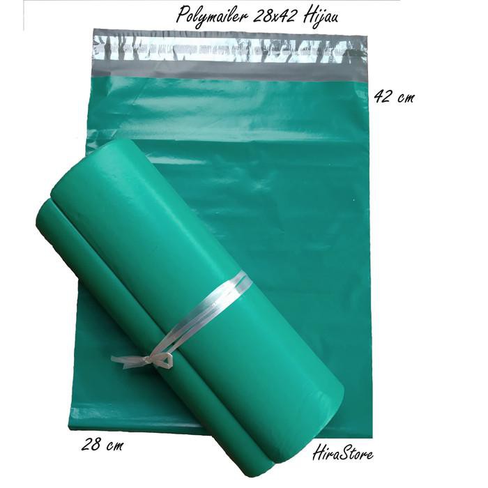 

PROMO - Green Polymailer 28x42 isi 100 lembar plastik amplop packing online