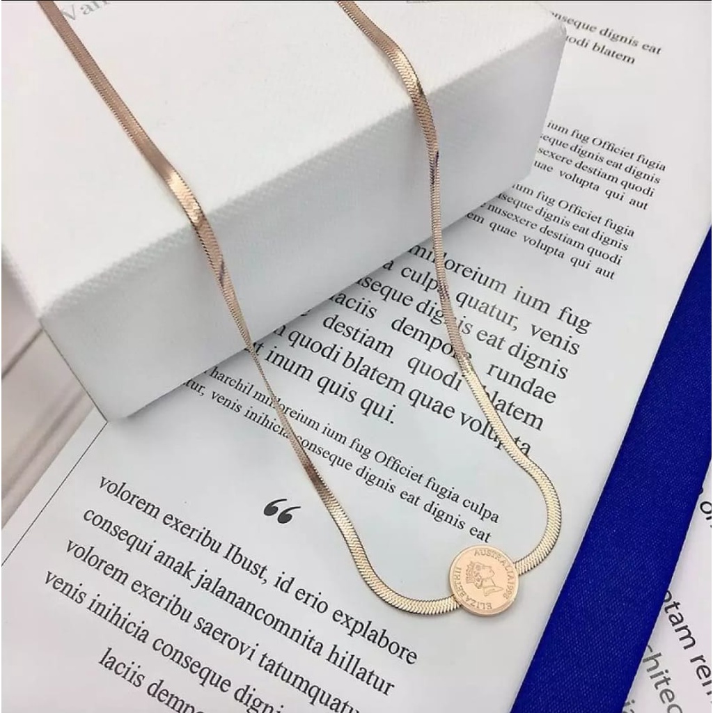 Kalung Titanium Rantai Rose Gold Liontin Bulgari Rose Gold / Accesories Fashion Titanium Asli Anti Luntur / Kalung Lapis Emas 18K / Terbaru