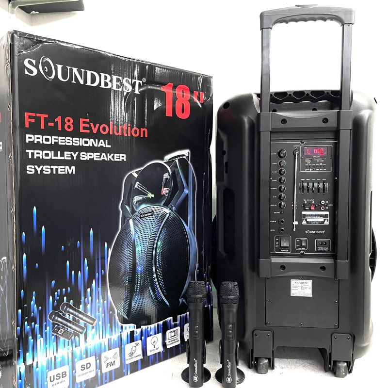 SPEAKER PORTABLE SOUNDBEST FT-18 (18INCH) BONUS STAND DAN MIC KABEL!!!