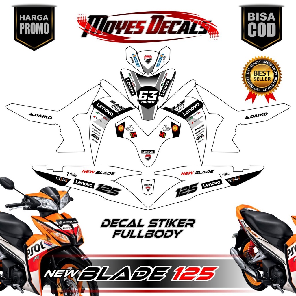Decal Blade 110 125 New Full Body - Decal Stiker Honda Blade New 125