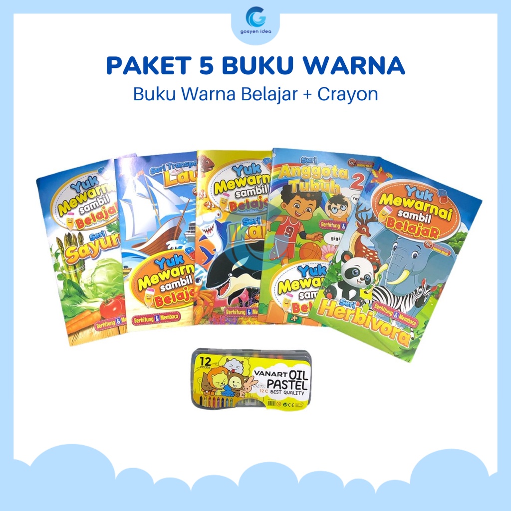 

Paket Edukasi 5 Buku Mewarnai & Belajar + Crayon