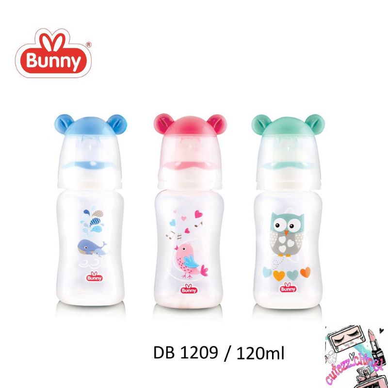 ☃Cutezz_Ching☃Lusty Bunny Square Bottle Botol Susu With Ear Hood uk.60ml/120ml/250ml