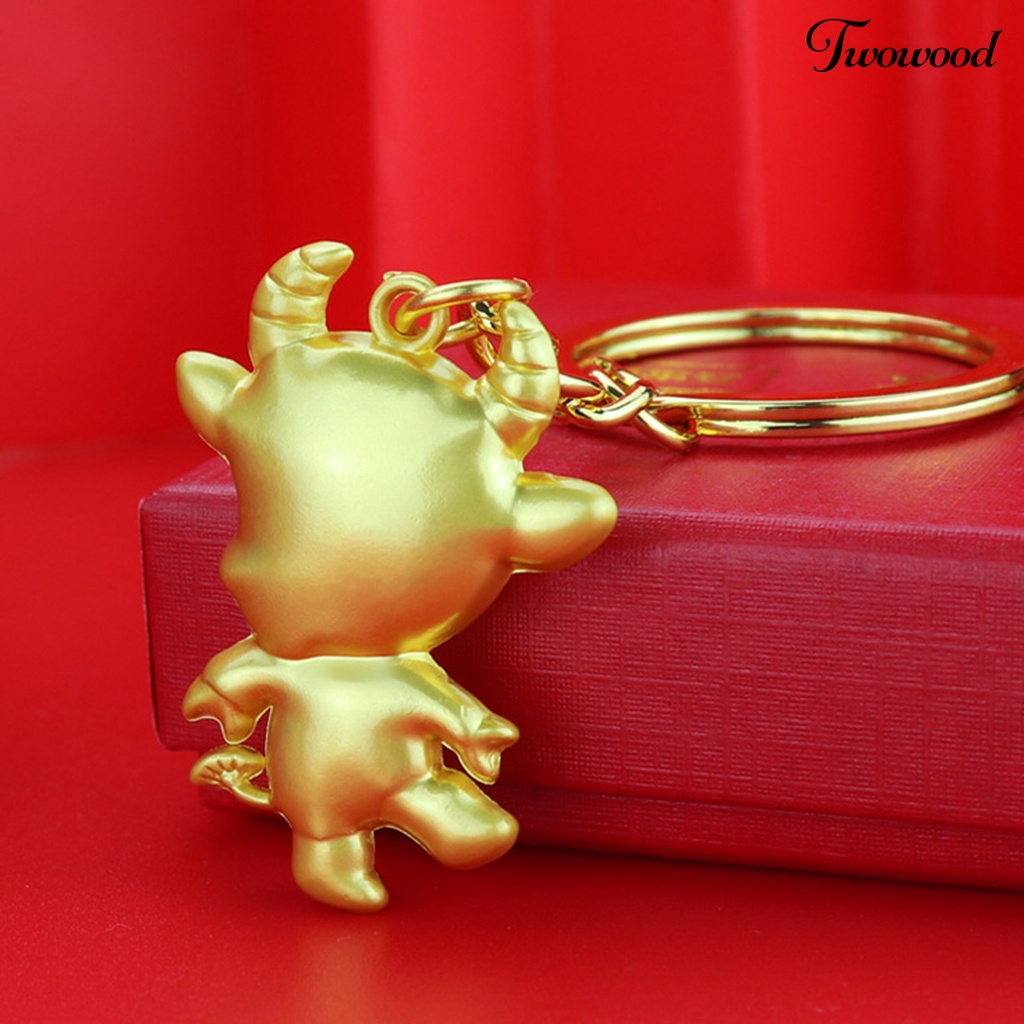 Twowood Gantungan Kunci Bentuk Sapi Warna Emas Untuk Hadiah