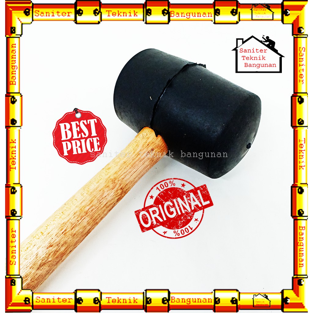 Palu Karet Gagang Kayu 8oz 12oz 16oz 24oz / Alat Ketok Keramik Ubin