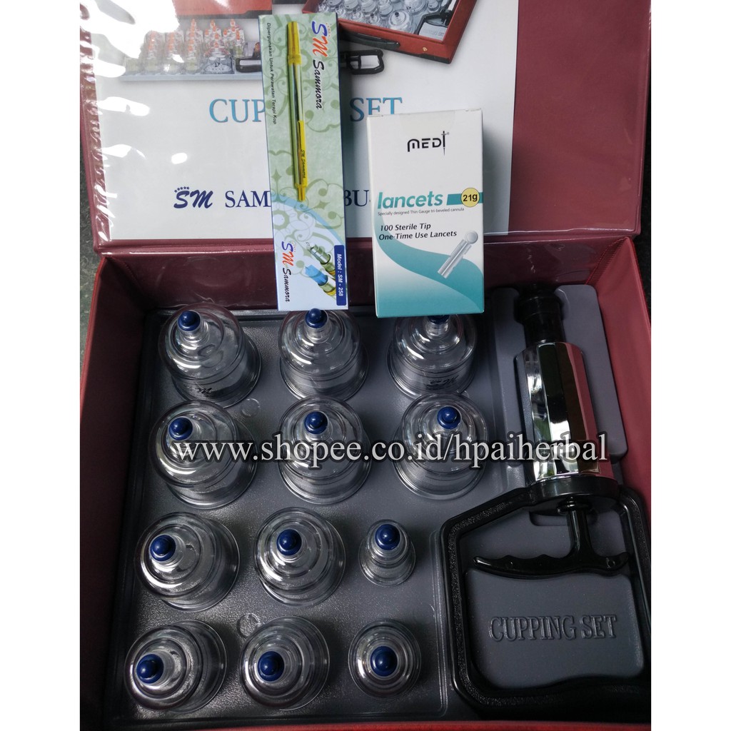 Paket Lengkap Alat Bekam Sammora 12 Cup Premium +Pena +Jarum Bekam