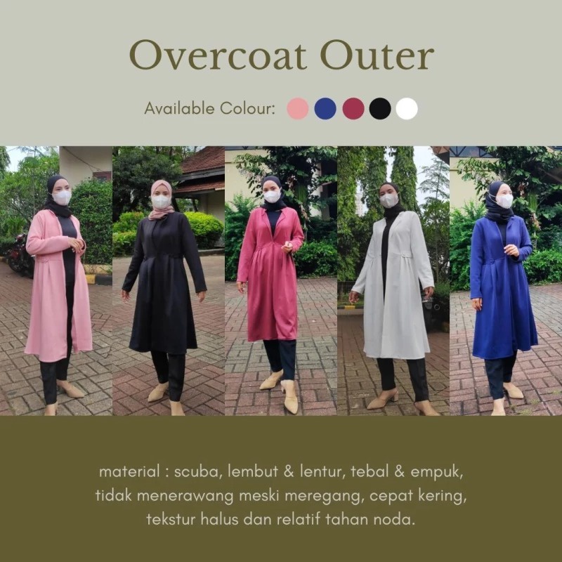 Modesee Cardigan Panjang Scuba Polos Simpel Overcoat Outer Warna Hitam Putih Merah Pink Navy Polos L