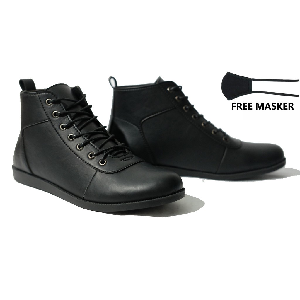 Sepatu boots model brodo pria sepatu kerja sepatu kantor sepatu kulit sintetis pria casual free masK