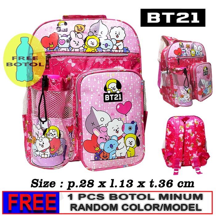 Tas Ransel anak perempuan Sekolah SD karakter BT21 / Tas ransel Anak ngaji FREE BOTOL !!!