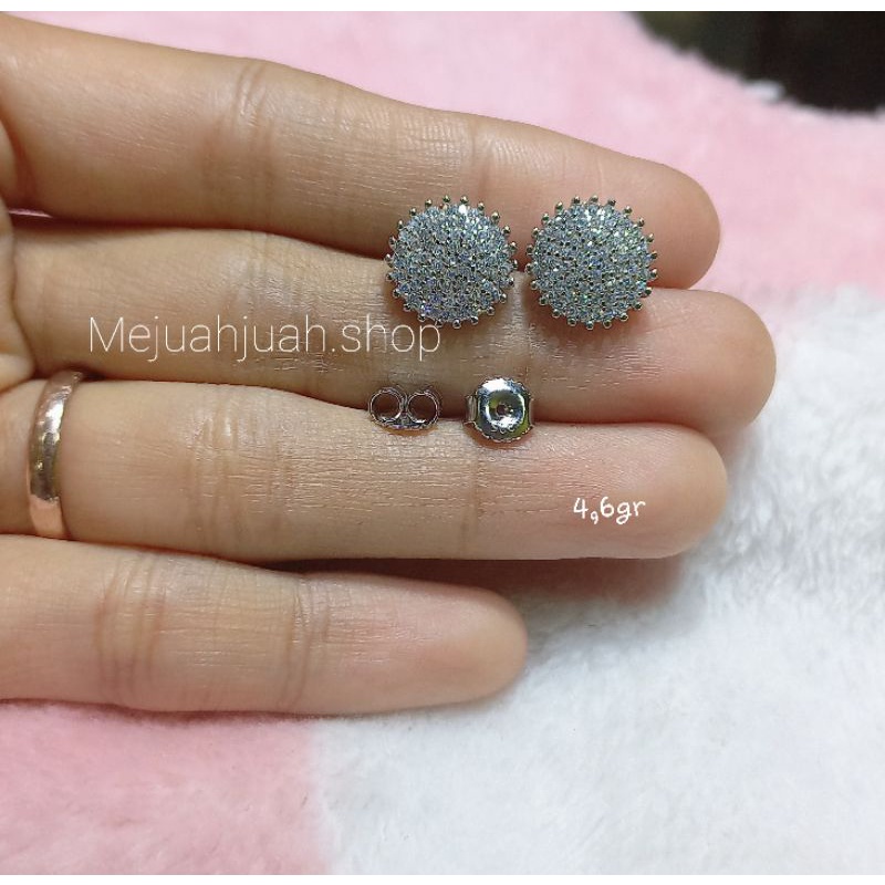 giwang perak mata putih/ giwang bermata/ anting perak