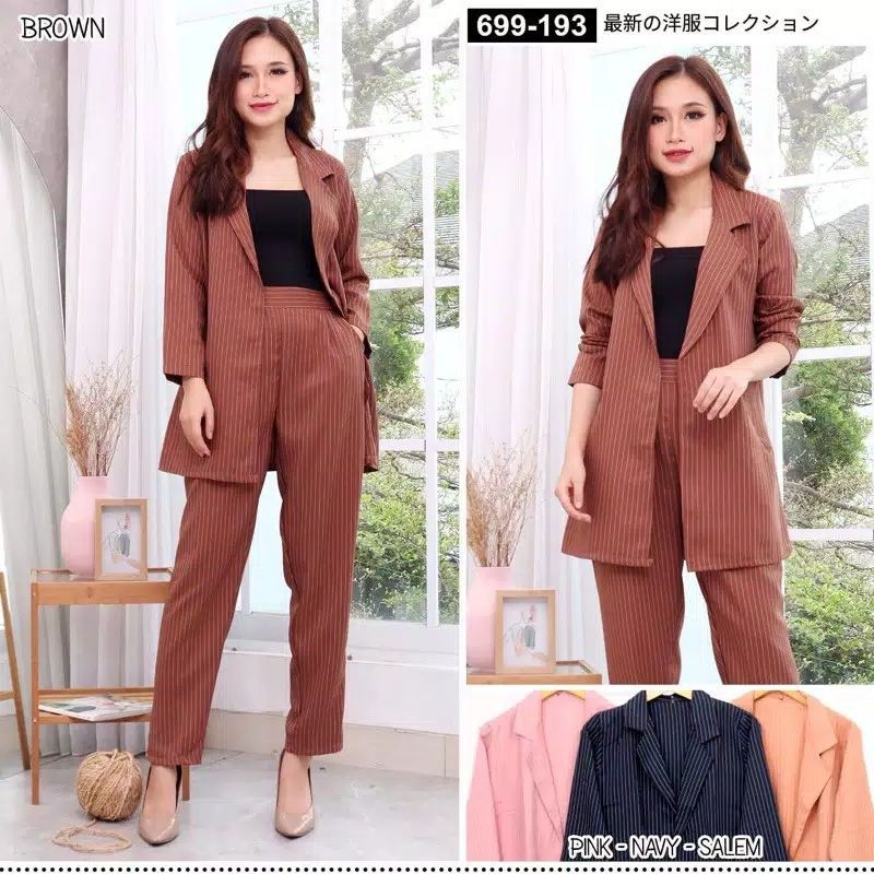 OVERALL SET ZARA STRIPE BLAZER + PANTS WANITA