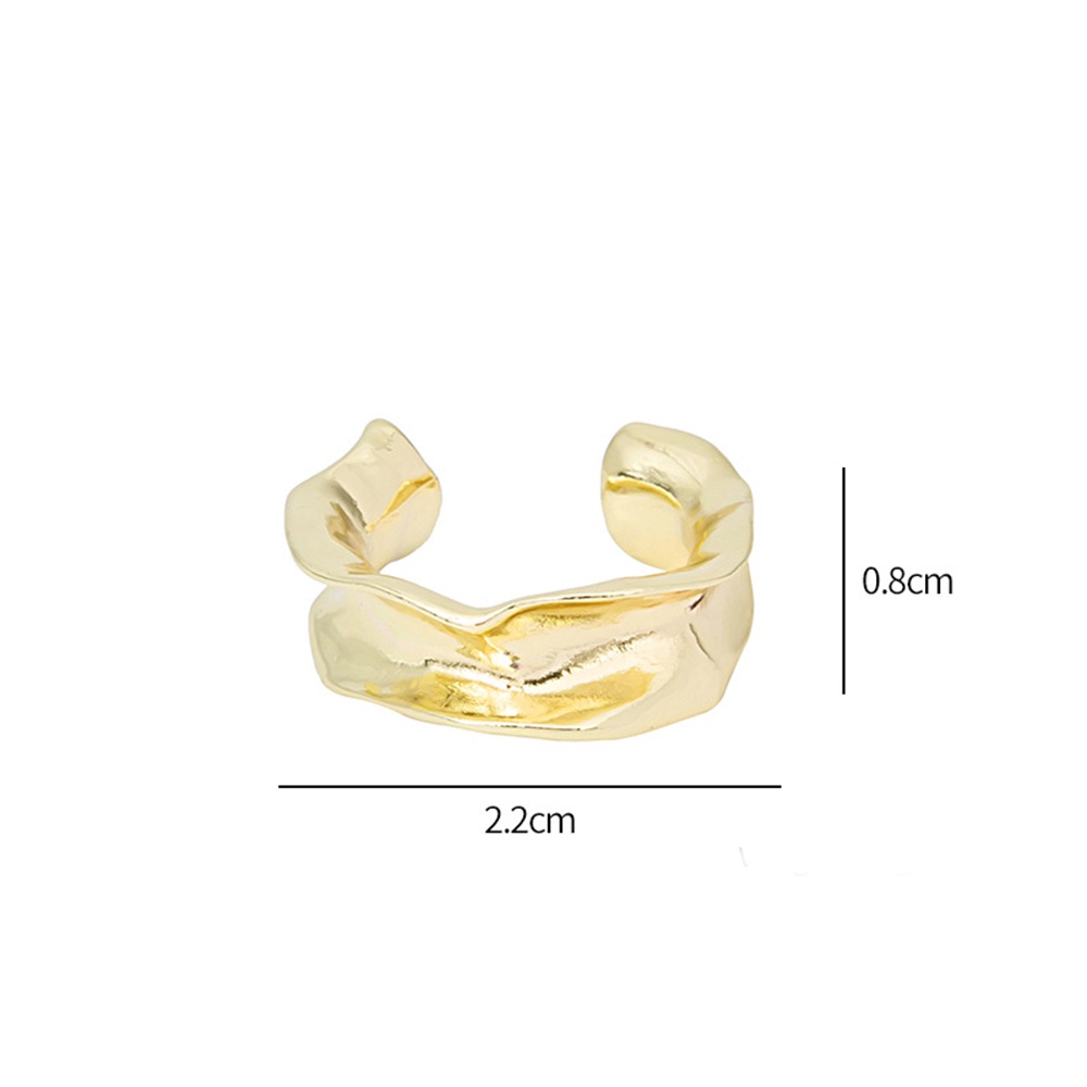 Cincin Model Terbuka Bahan Metal Warna Goldsilver Desain Geometri Asimetris Adjustable Untuk Wanita