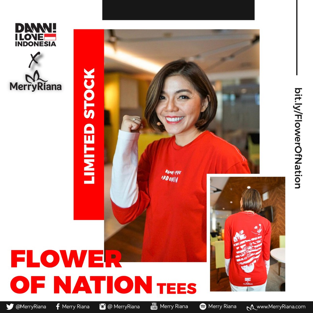 Kaos DAMN I LOVE INDONESIA Flower Of Nation Tees - MERAH - ORIGINAL
