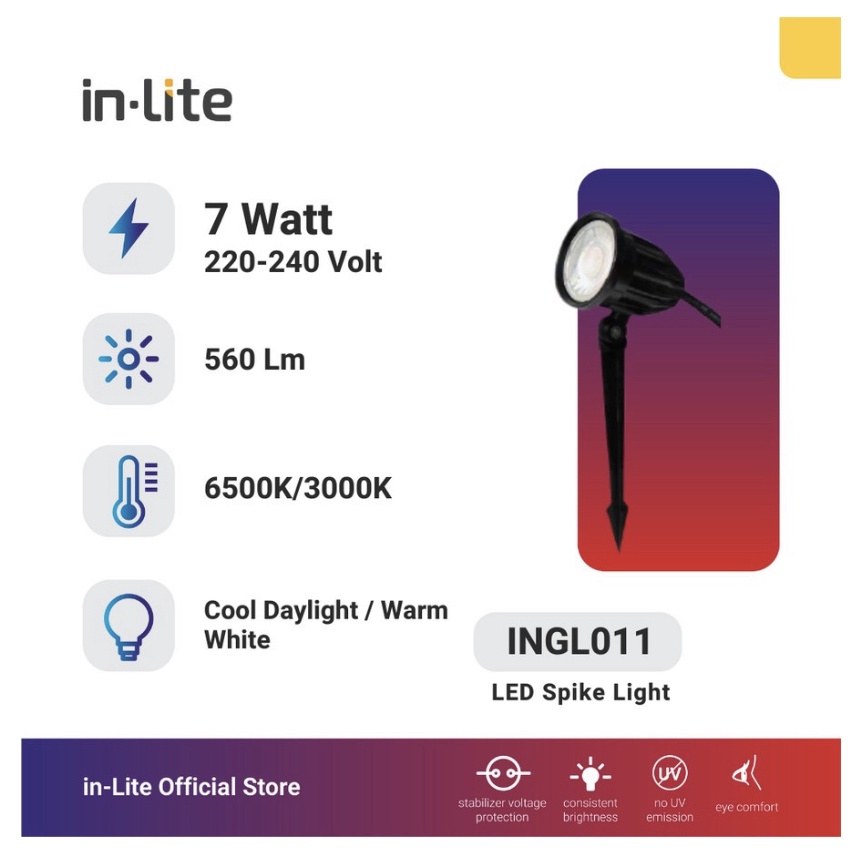 INLITE Lampu LED Sorot Tempel Plafon 7W Taman OUTDOOR 7 Watt INGL013