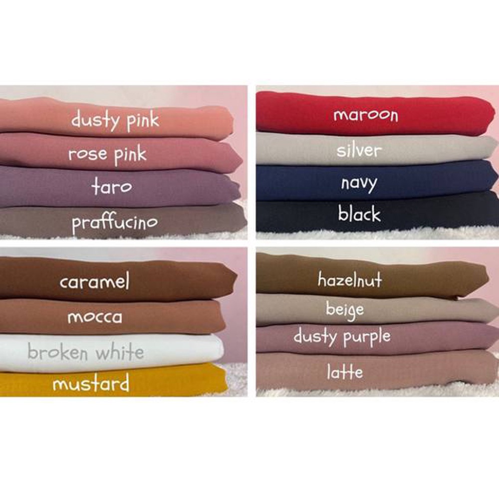 Pasmina Ceruty Tali Baby Doll Import / Jilbab Pashmina Murah Bahan Ceruty  175 x 75 cm Adisty