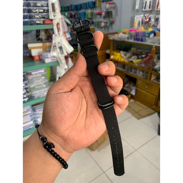 Strap Tali jam tangan Nato Kanvas full hitam 18MM