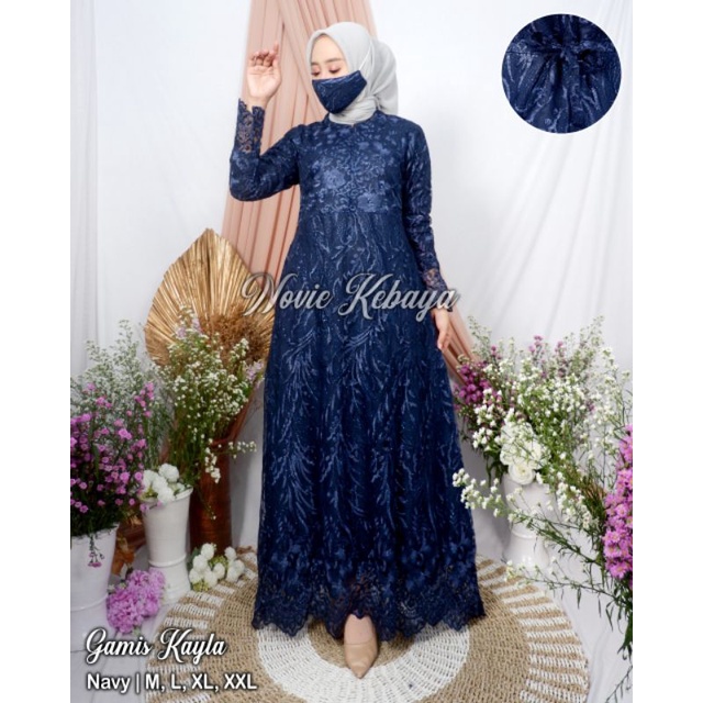 gamis busui kayla / gamis full tule / gamis pesta terbaru / gamis mewah / gamis pesta simple / gamis