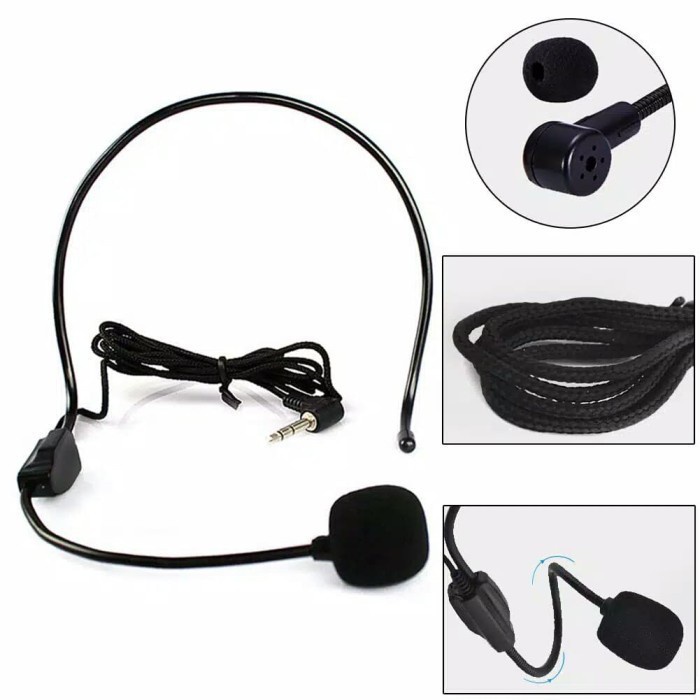 Mikrofon Mikropon Presentasi HP Laptop Mic Clip On Bando Headset Microphone Jack 3.5mm Berkualitas High Quality Jernih Audio Splitter U Live Audio Zoom Meeting Google Meeting Rapat IG Presenter MC Youtuber Mikropon Mik Kepala Perekam Suara HP20