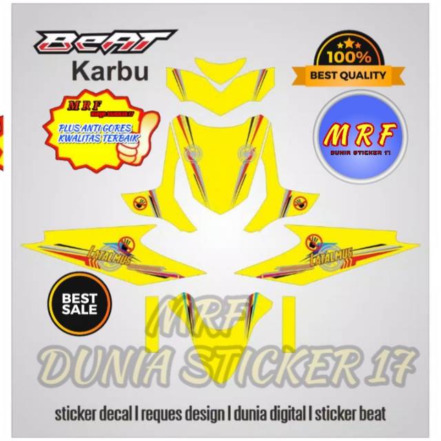 dekal beat karbu stiker decal beat karbu decal stiker beat karbu stiker motor beat karbu kuning