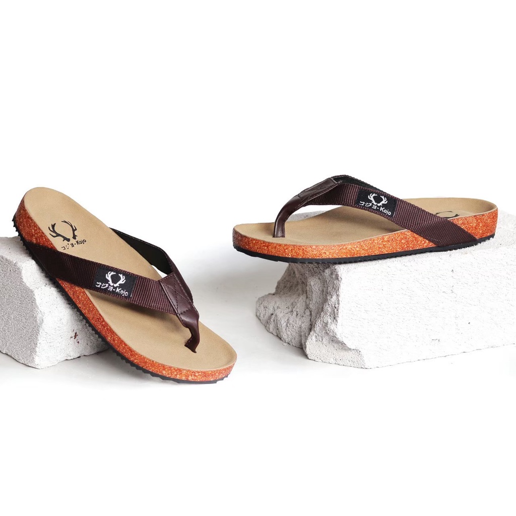 SORA NAVY ORIGINAL x KOJO Sandal Jepit Biru Dongker Pria Sendal Casual Simple Jalan Santai Harian Hangout Main Kondangan Kerja Formal Lebaran Flip Flop Remaja Dewasa Bapak Bapak Orang Tua Semi Kulit Premium Distro Footwear Keren Terbaru Kekinian Branded