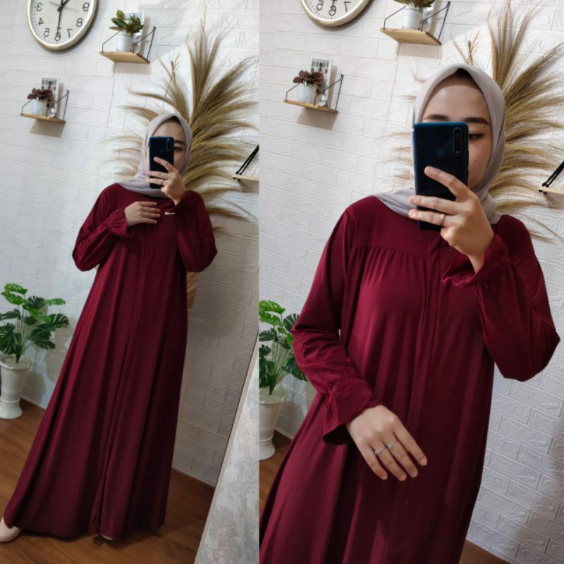 GAMIS JERSEY PREMIUM model AMORI DRESS ABAYA | RFILLY-Marun