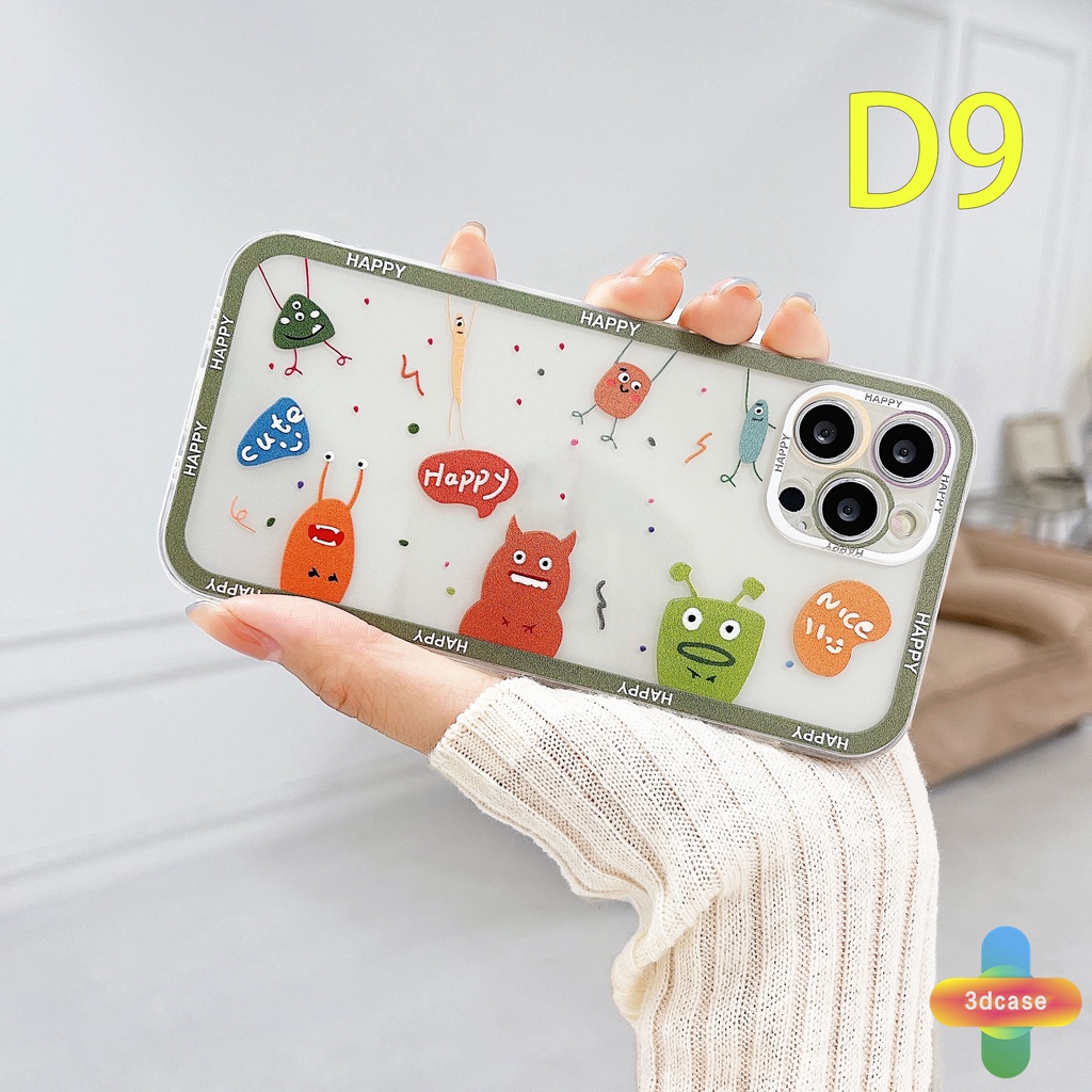 Casing Soft Case Compatible For IPhone 7 Plus 11 6 6S 8 Plus XR 11 12 13 PRO MAX 11 12 13 mini X XS MAX Se 2020 6SPlus 7Plus 6Plus 8Plus XSMAX A15 A16 A9 A5 A7 A5S Y12 Y20 Y15S A12 A03 Cute Cartoon Monster Transparent Phone Case