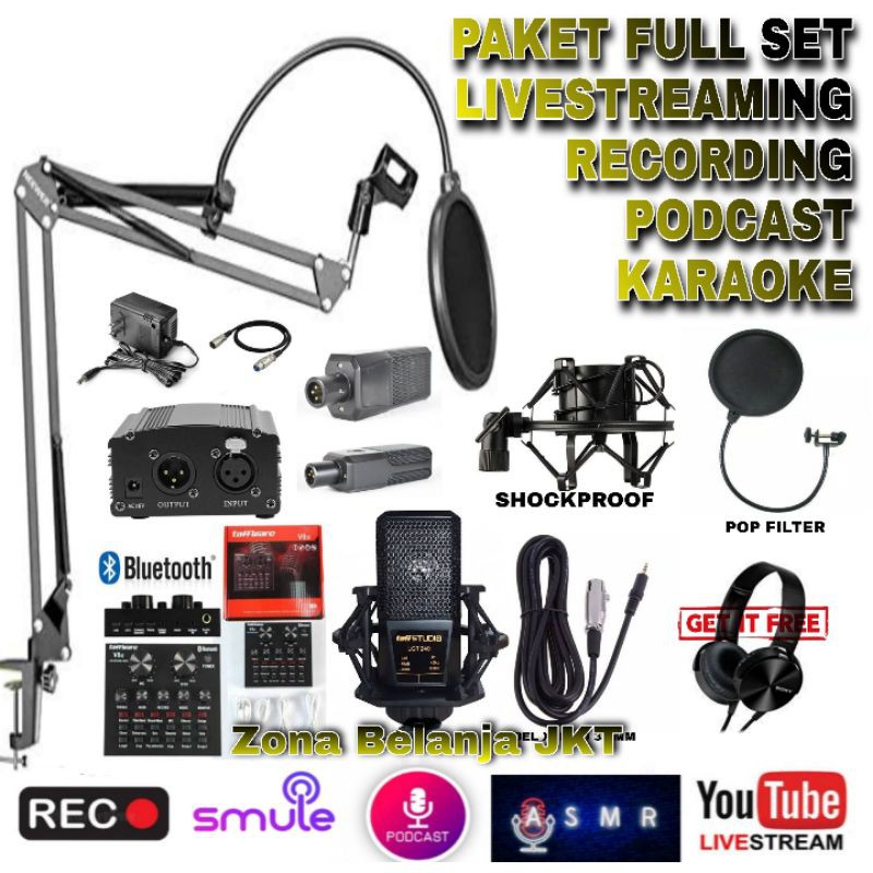 PAKET FULL SET REKAMAN MIC LGT240 LGT 240 MICROPHONE MIKROFON CONDENSER RECORDING PODCAST KARAOKE