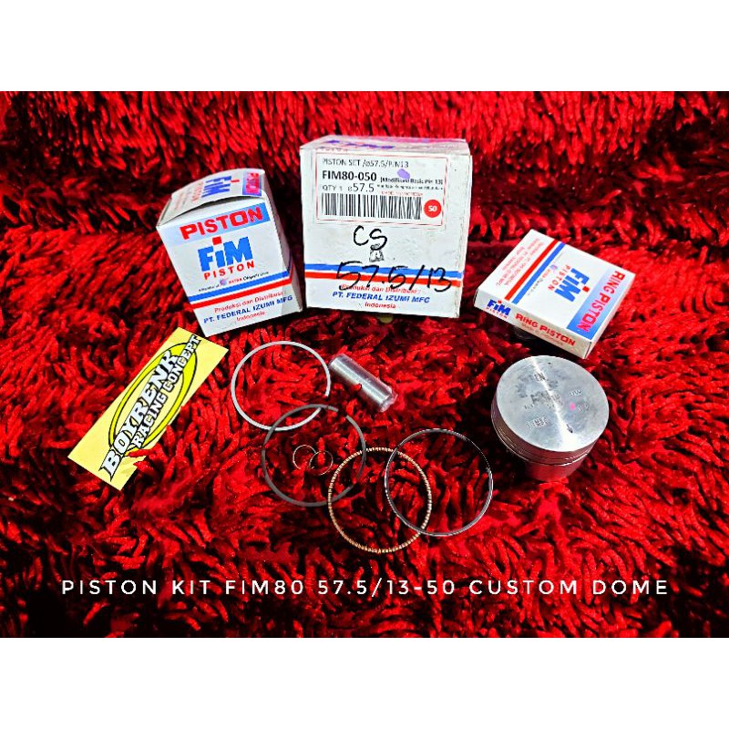 PISTON KIT FIM80 DIAMETER 57.5 PIN 13 CUSTOM DOME - BOYRENK RACING CONCEPT