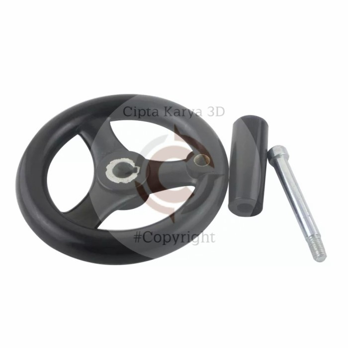 Round 3-Spoke Hand Wheel with Removable Handle for Lathe Milling Grind