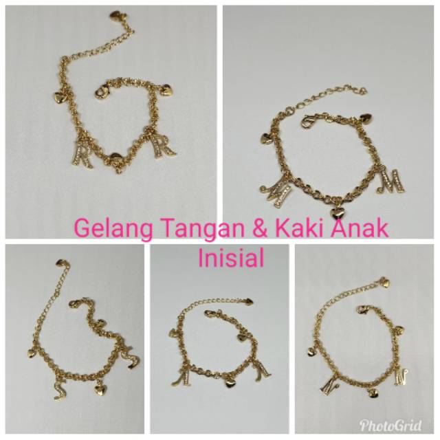 Fifi Fashion Gelang Tangan &amp; Kaki Anak Inisial Titanium Xuping Antialergi 19#