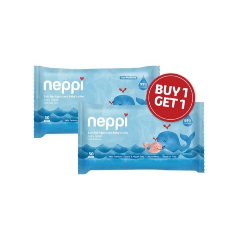 Neppi Baby Wipes Non Perfume 50s Buy 1 Get 1Free/Tisu Basah Bayi/Tisu Basah Neppi