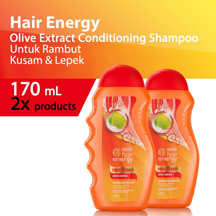 PAKET ISI 2 - Makarizo Hair Energy Fibertherapy Conditioning Shampoo Olive 170 mL