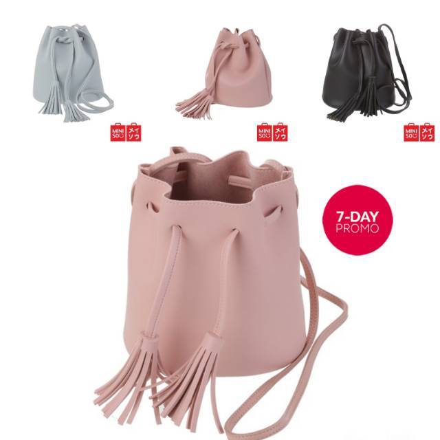  ORI Tas  Serut Selempang Bucket Bag MINISO  Shopee Indonesia