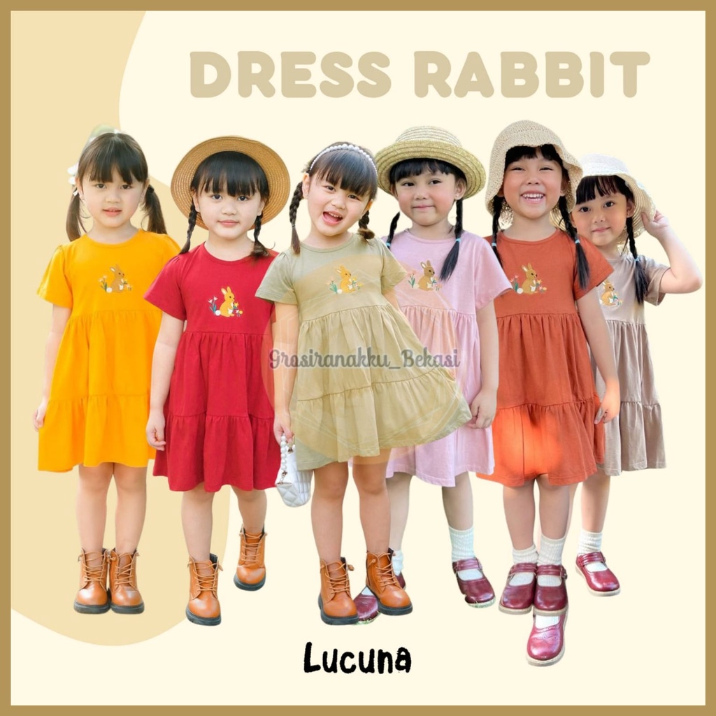 Dress Anak Rabbit Lucuna Mix Warna Size 1-5 Thn